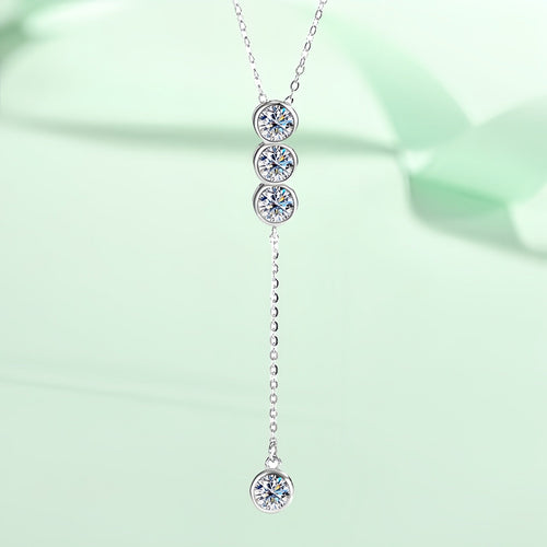 Cartier 2CT Moissanite Long Bezel Round Cut Necklace