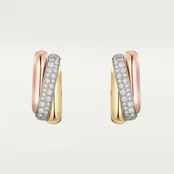 Cartier earrings Trinity earrings, cushion-shaped, half-paved