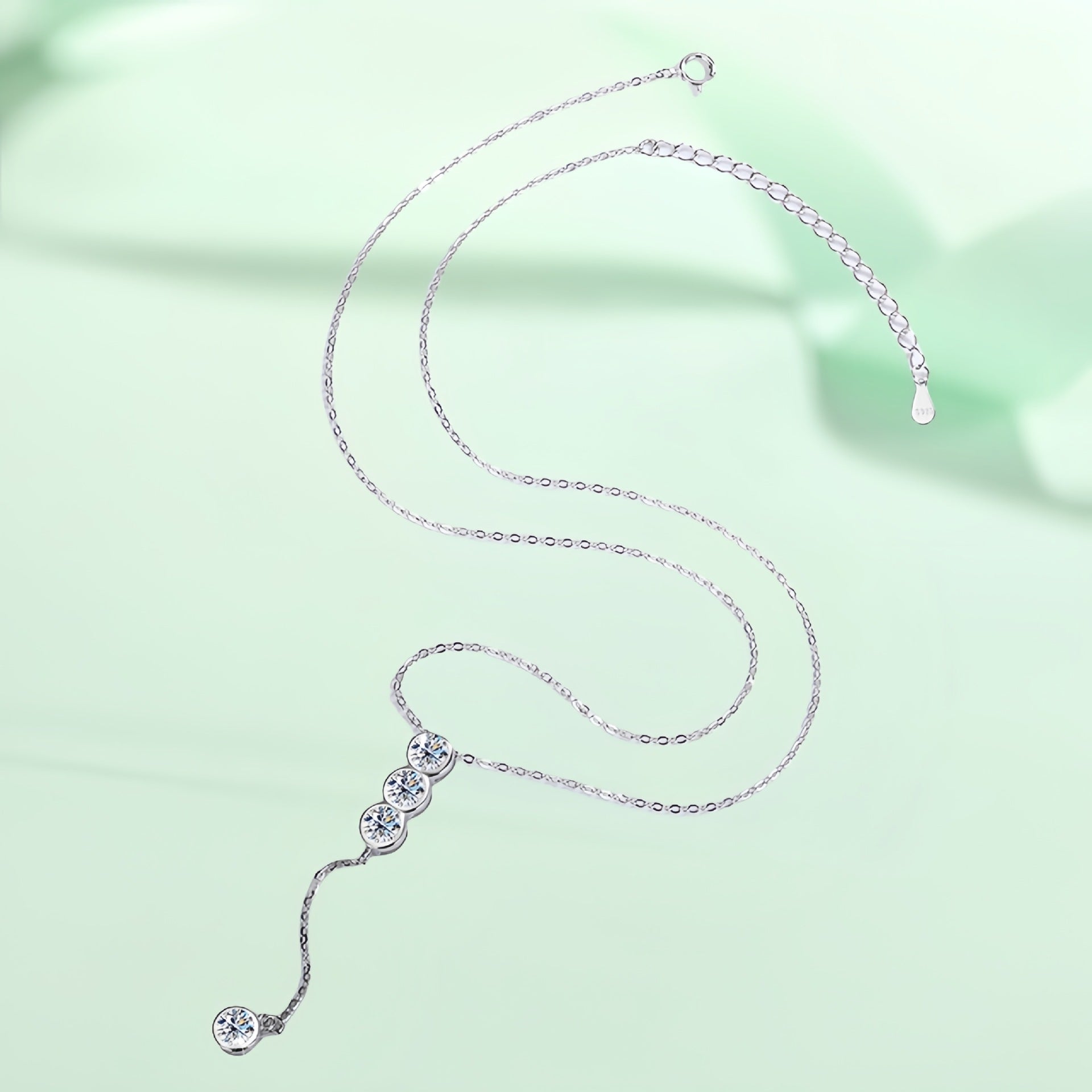 Cartier 2CT Moissanite Long Bezel Round Cut Necklace