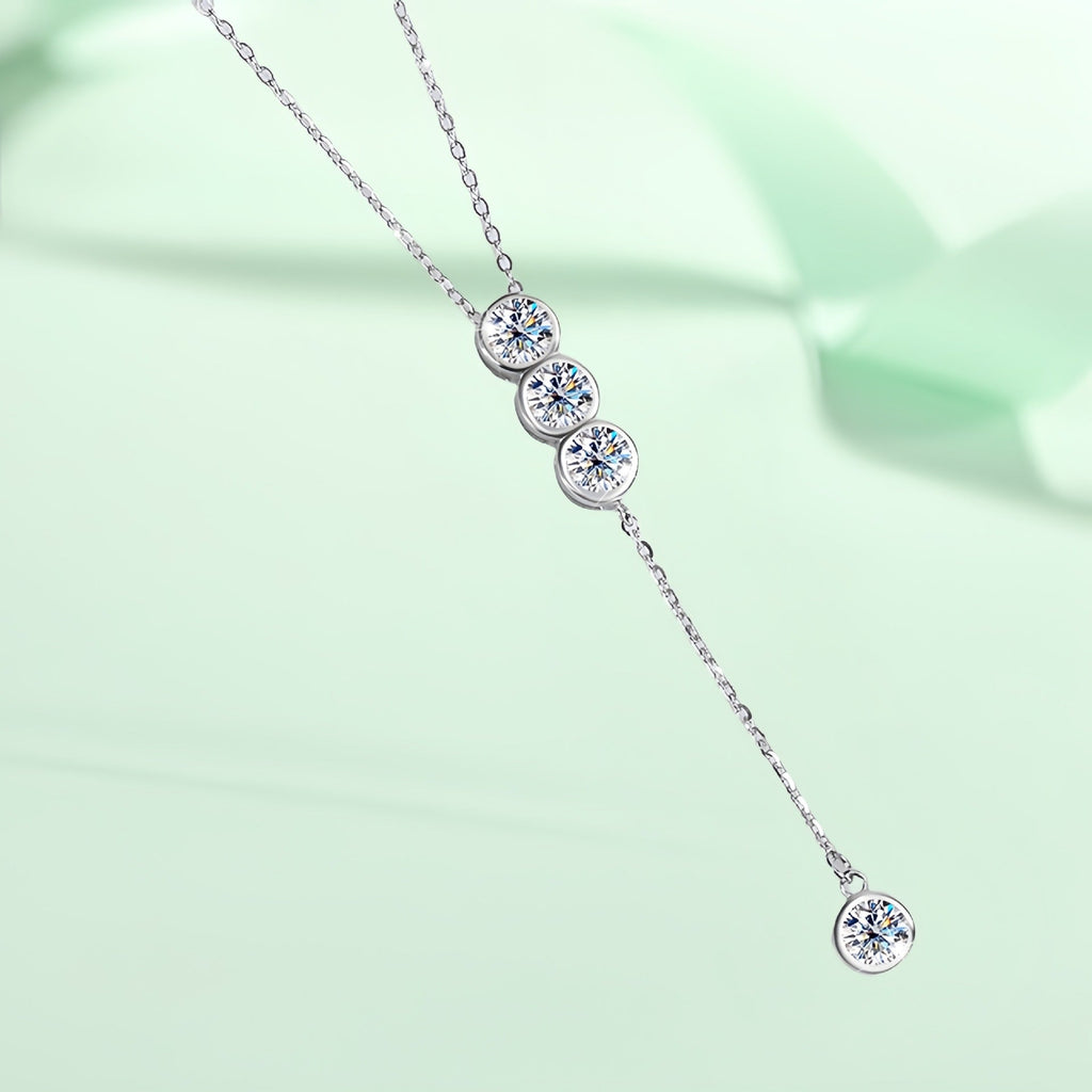 Cartier 2CT Moissanite Long Bezel Round Cut Necklace