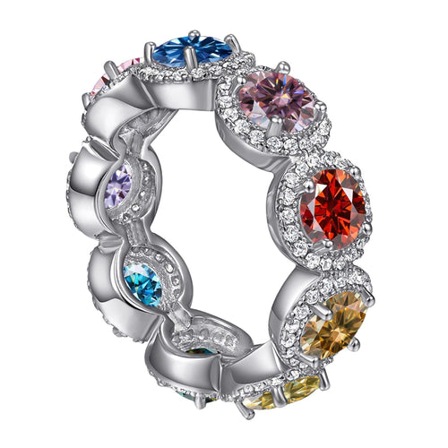 Cartier 5ct Round Halo Eternity Band Moissanite Rings