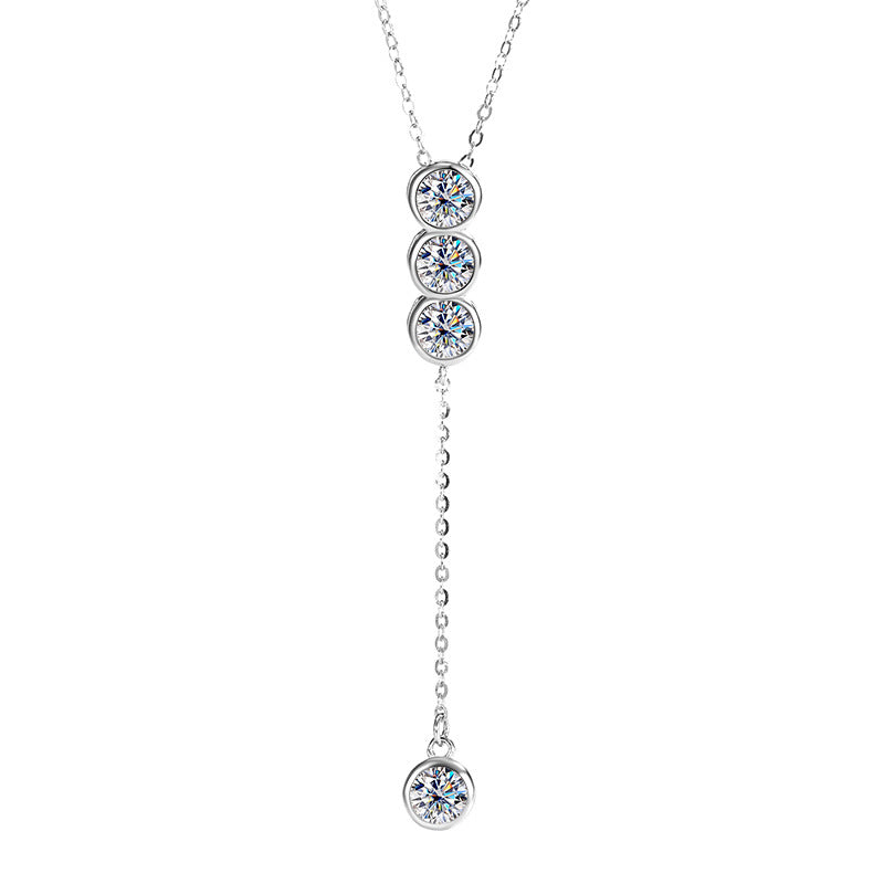 Cartier 2CT Moissanite Long Bezel Round Cut Necklace