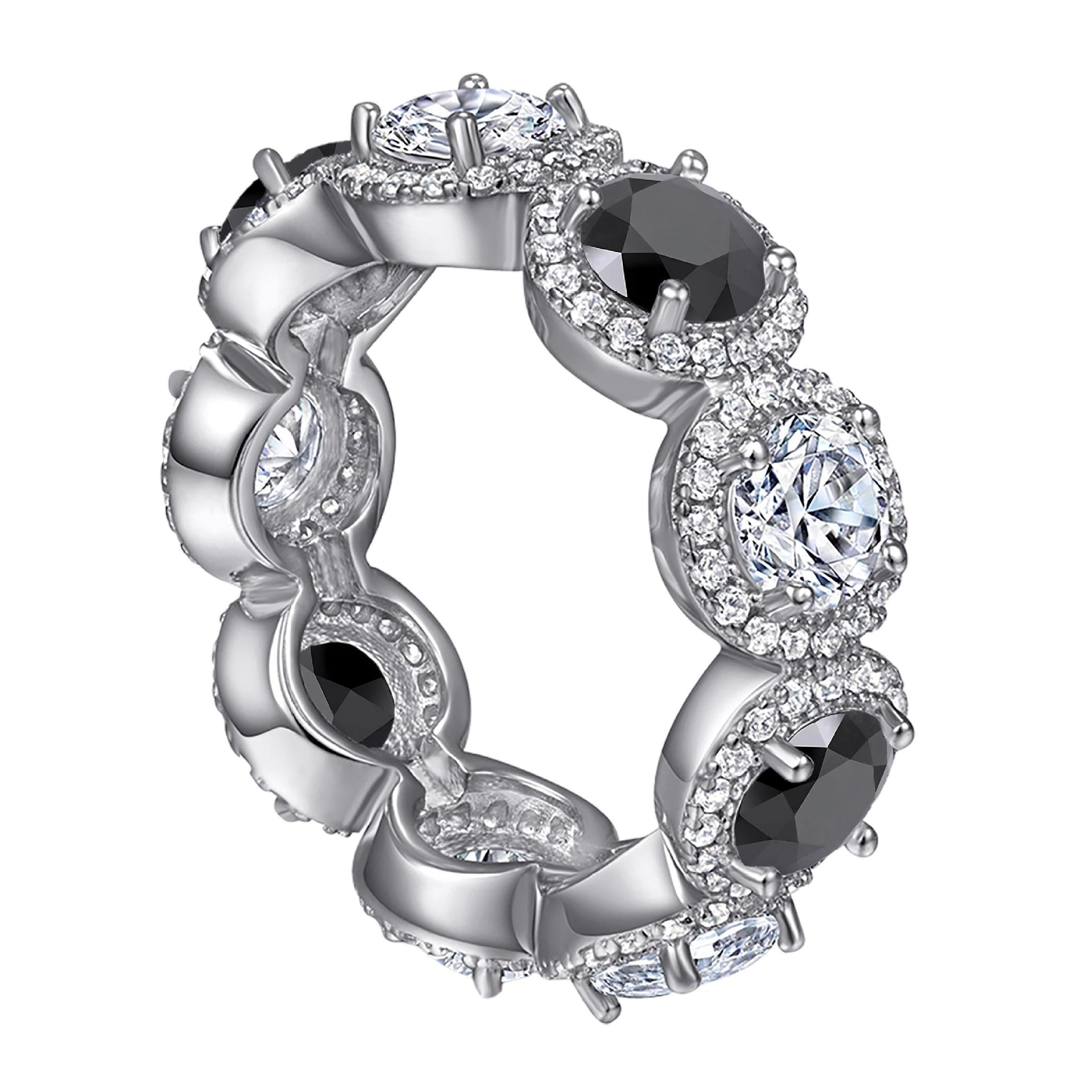 Cartier 5ct Round Halo Eternity Band Moissanite Rings