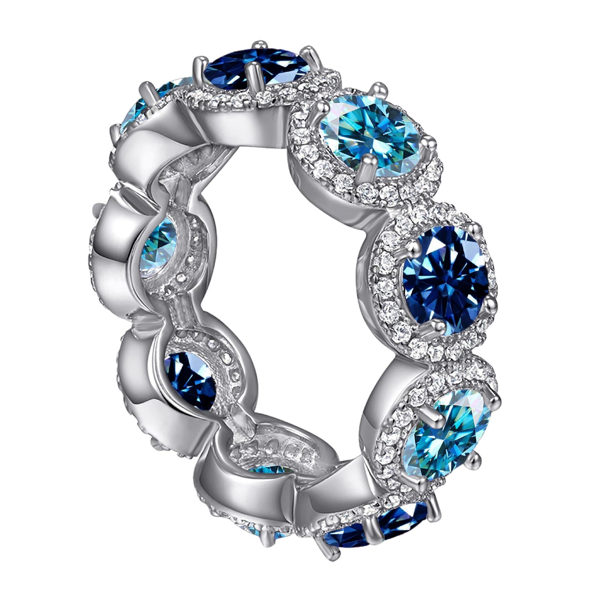 Cartier 5ct Round Halo Eternity Band Moissanite Rings
