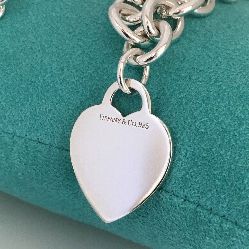TiffanyNecklace 18" Tiffany & Co Sterling Silver Engravable Blank Heart Tag Necklace