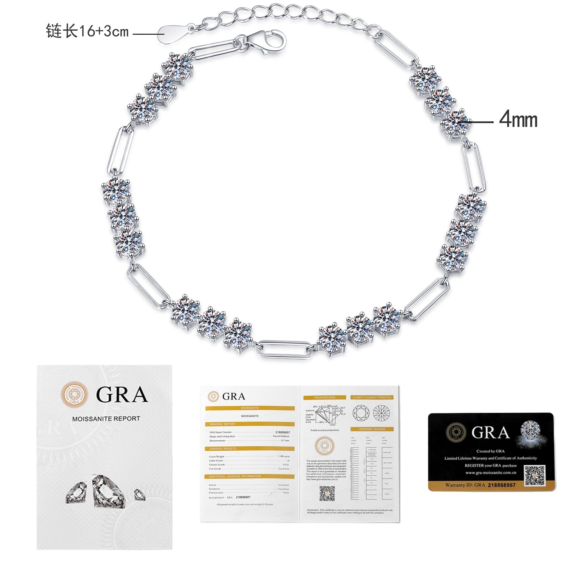 Cartier 5.4CT Chain Link Bracelet Moissanite Bracelet
