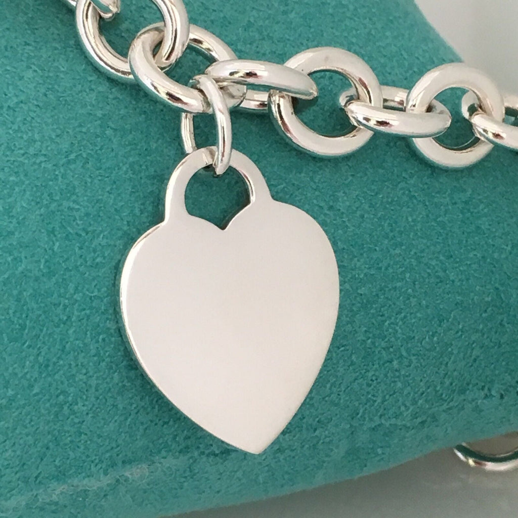 TiffanyNecklace 18" Tiffany & Co Sterling Silver Engravable Blank Heart Tag Necklace
