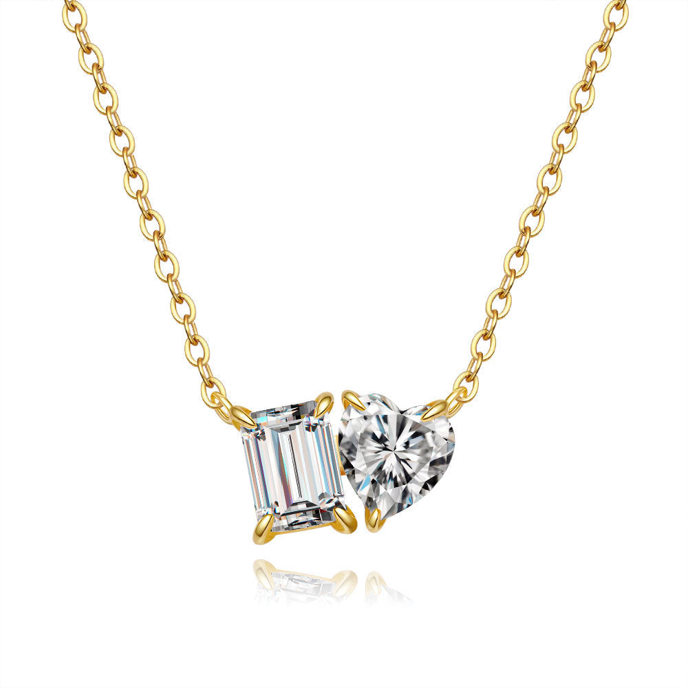 Cartier 2 Carats Sugar Cube Heart Moissanite Pendant Clavicle Chain Necklace