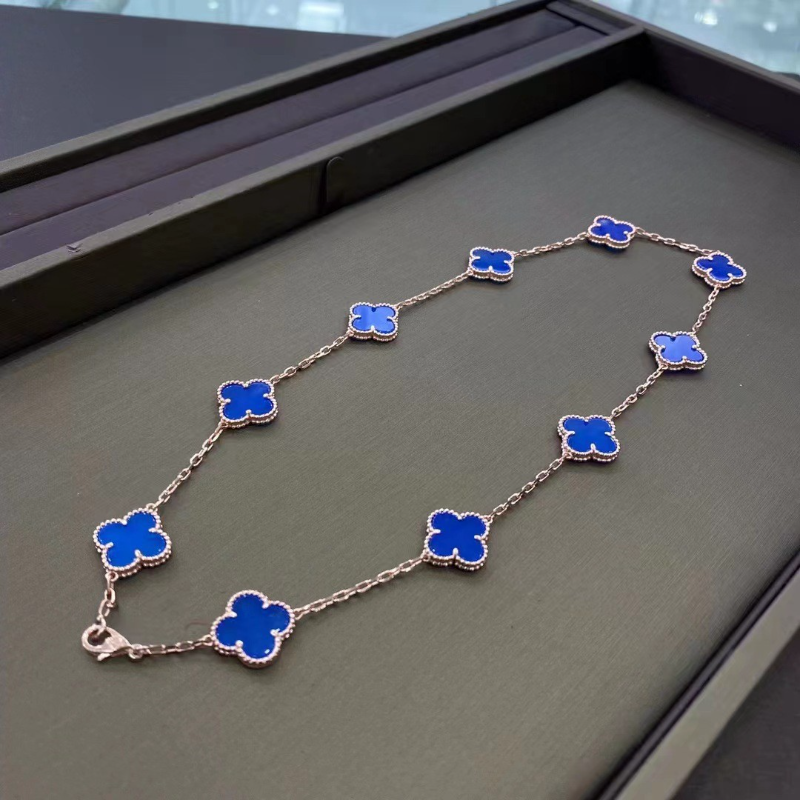 Van Cleef & Arpels High Version Clover Ten Flower Necklace Thick Plated Necklace Jewelry