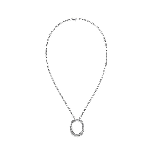 18K Tiffany Lock Pendant Pave Diamonds Necklace
