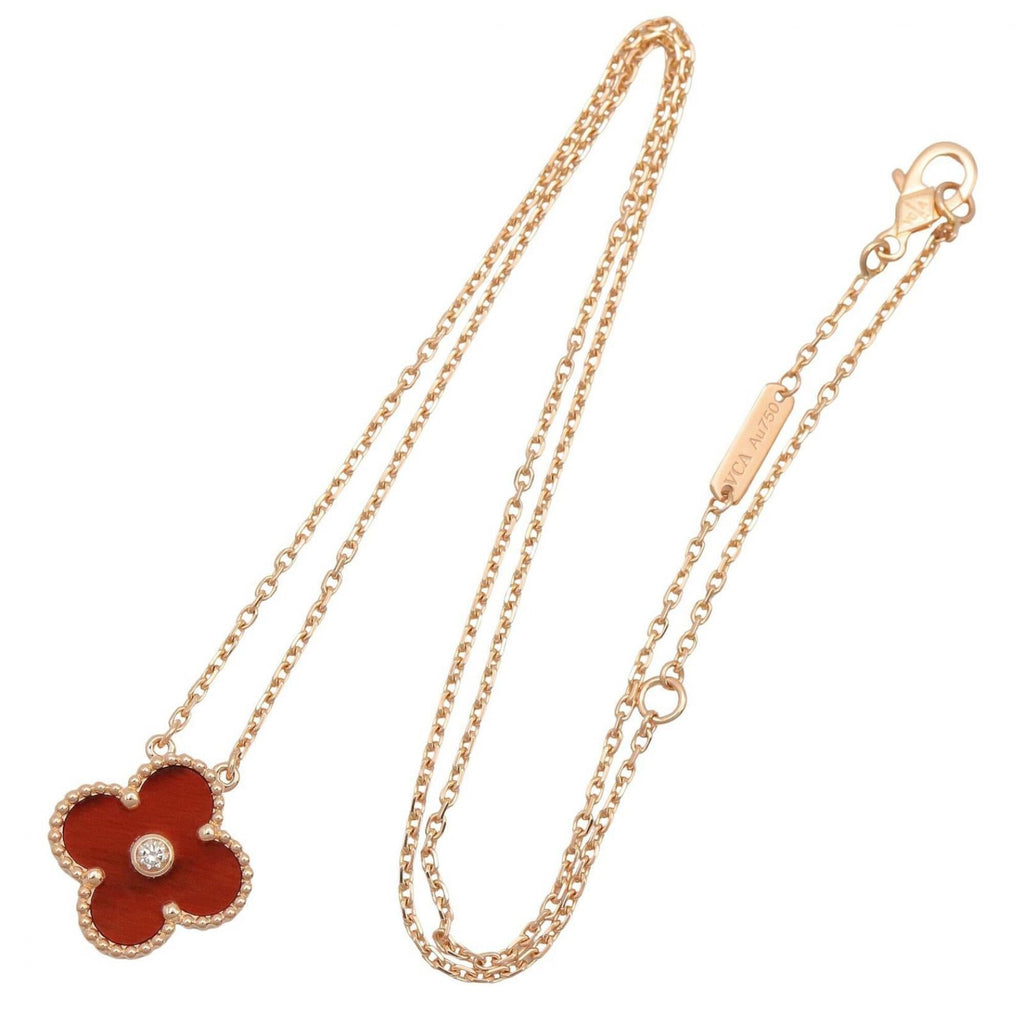 Vintage Alhambra Pendant Necklace Rose Gold and Tiger's Eye