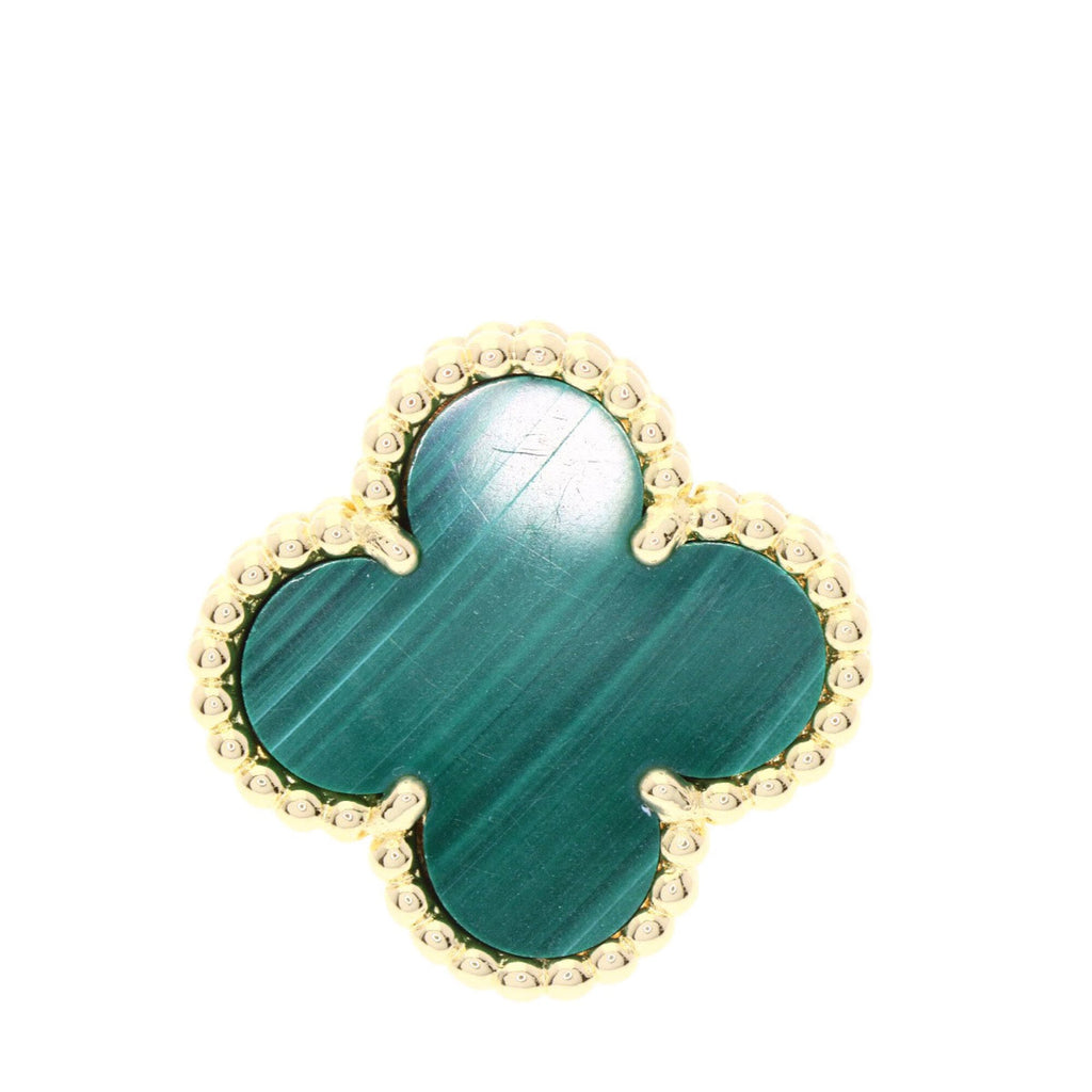 Vintage Alhambra Earrings Yellow Gold and Malachite 18K Yellow Gold
