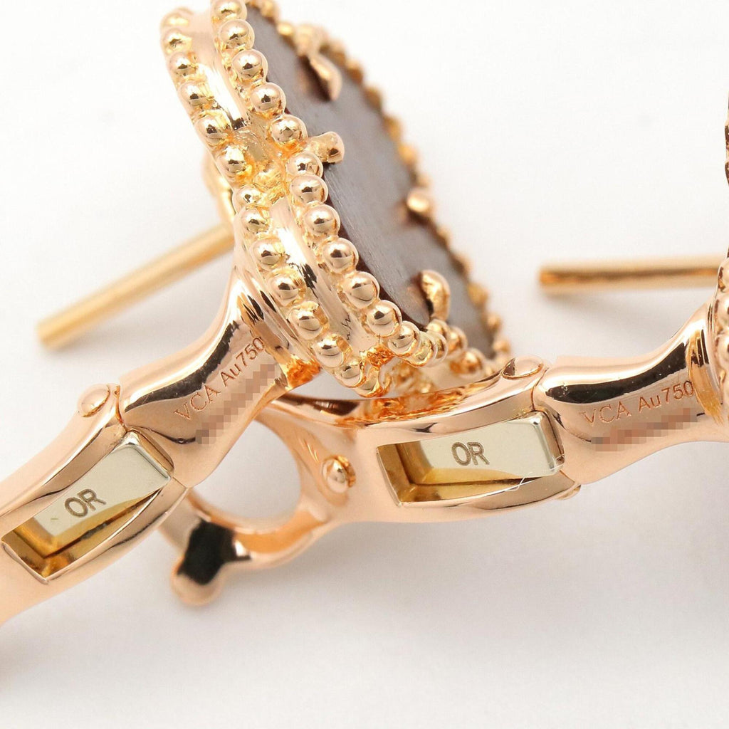 Vintage Alhambra Earrings Rose Gold and Onyx 18K Rose Gold