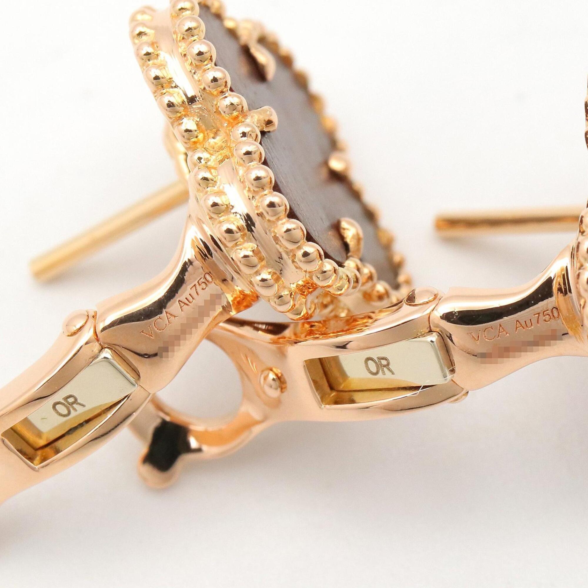 Vintage Alhambra Earrings Rose Gold and Onyx 18K Rose Gold