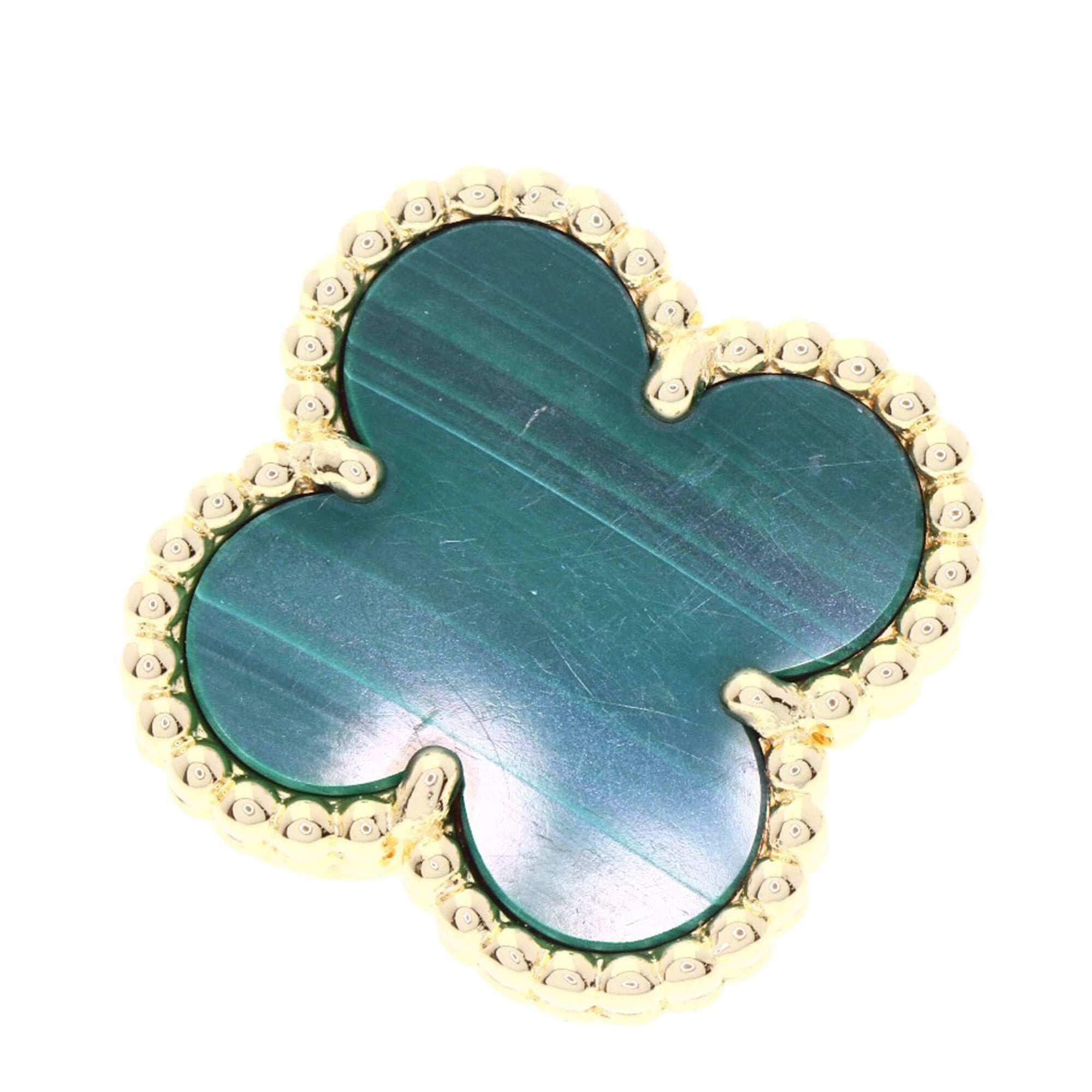 Vintage Alhambra Earrings Yellow Gold and Malachite 18K Yellow Gold