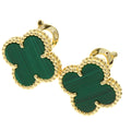 Vintage Alhambra Earrings Yellow Gold and Malachite 18K Yellow Gold