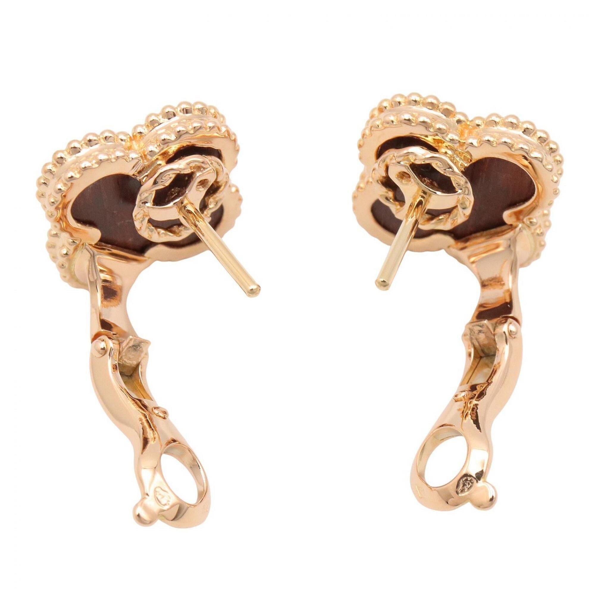 Vintage Alhambra Earrings Rose Gold and Onyx 18K Rose Gold