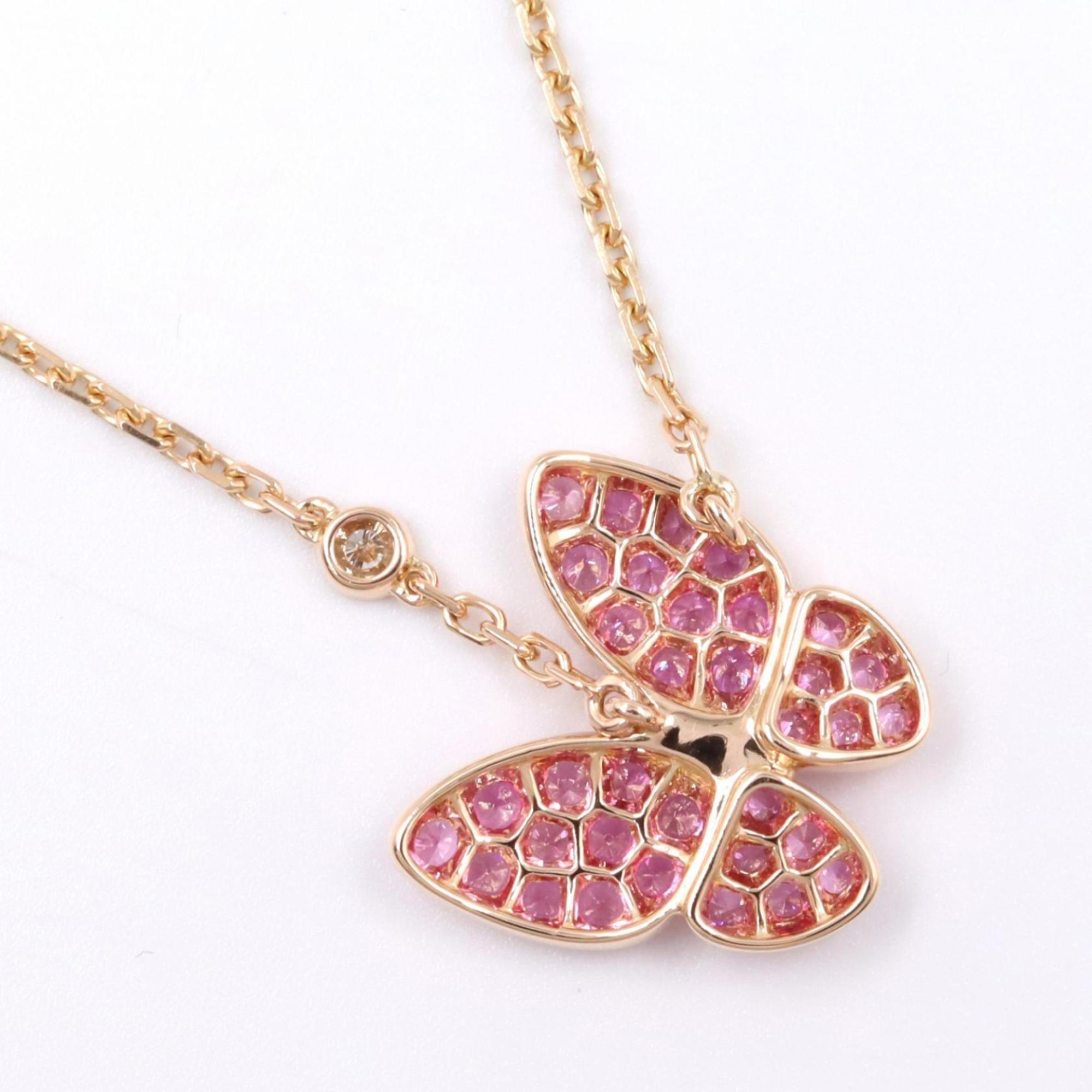 De Papillon Pendant Necklace 18K Rose Gold with Diamond and Sapphire