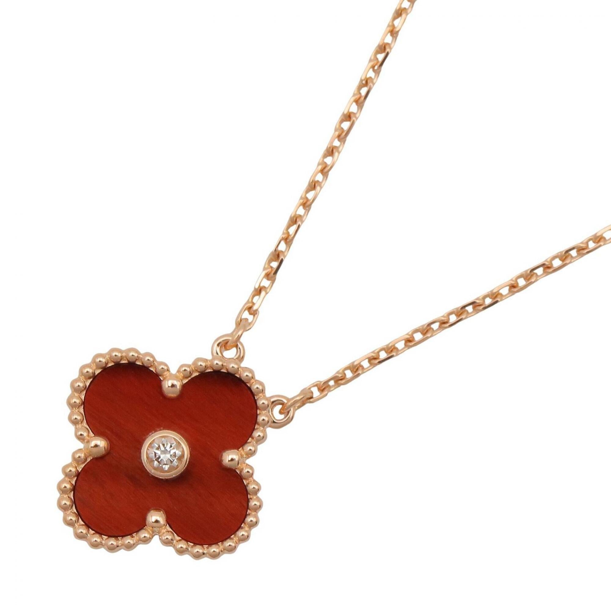 Vintage Alhambra Pendant Necklace Rose Gold and Tiger's Eye