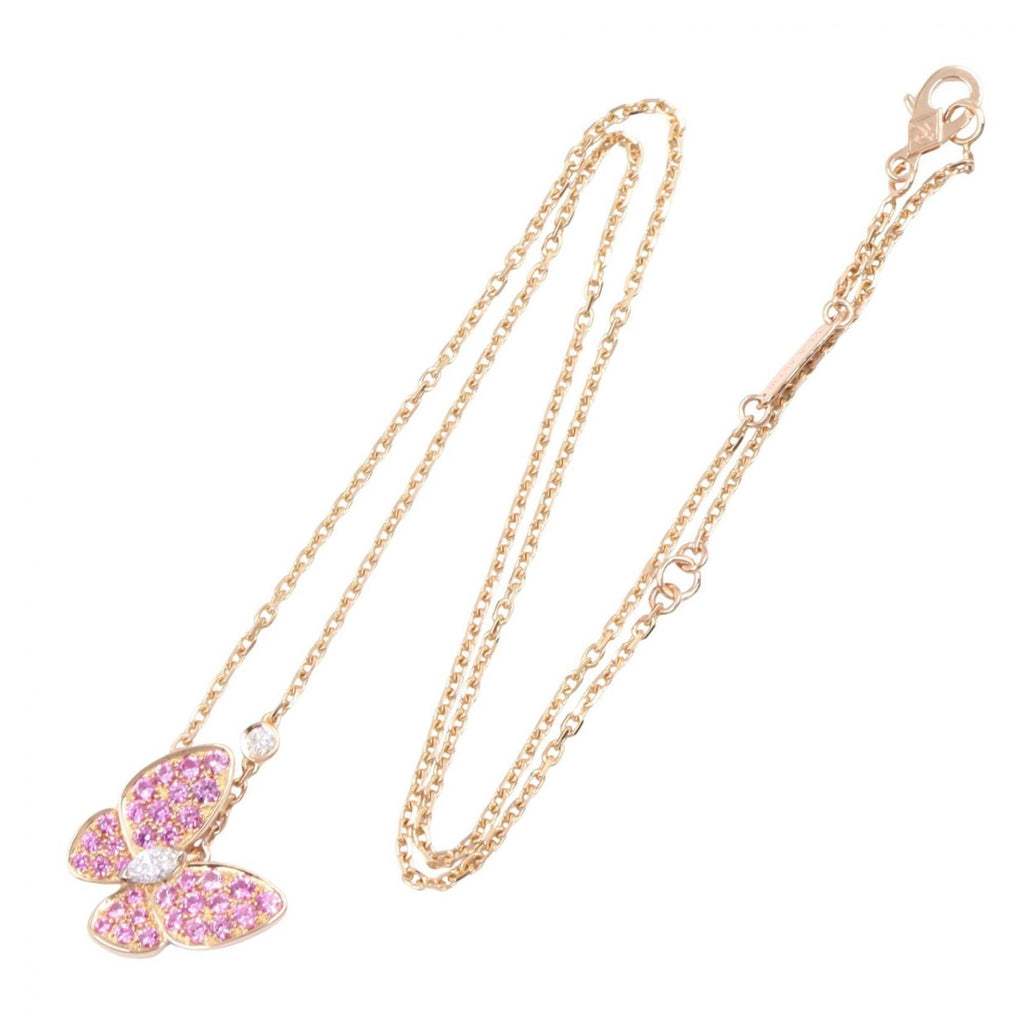 De Papillon Pendant Necklace 18K Rose Gold with Diamond and Sapphire