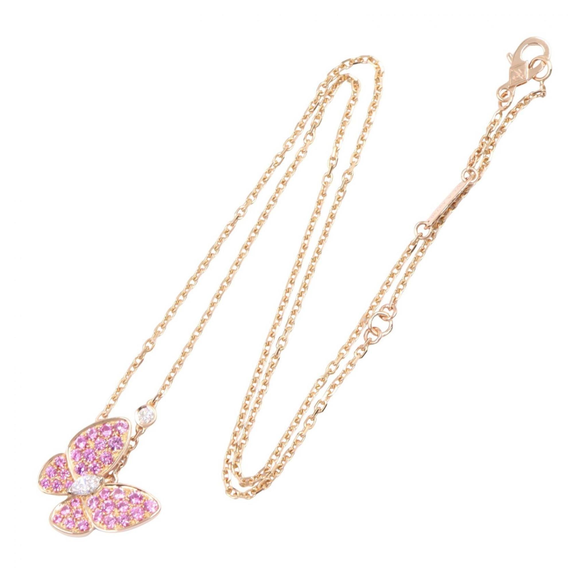 De Papillon Pendant Necklace 18K Rose Gold with Diamond and Sapphire