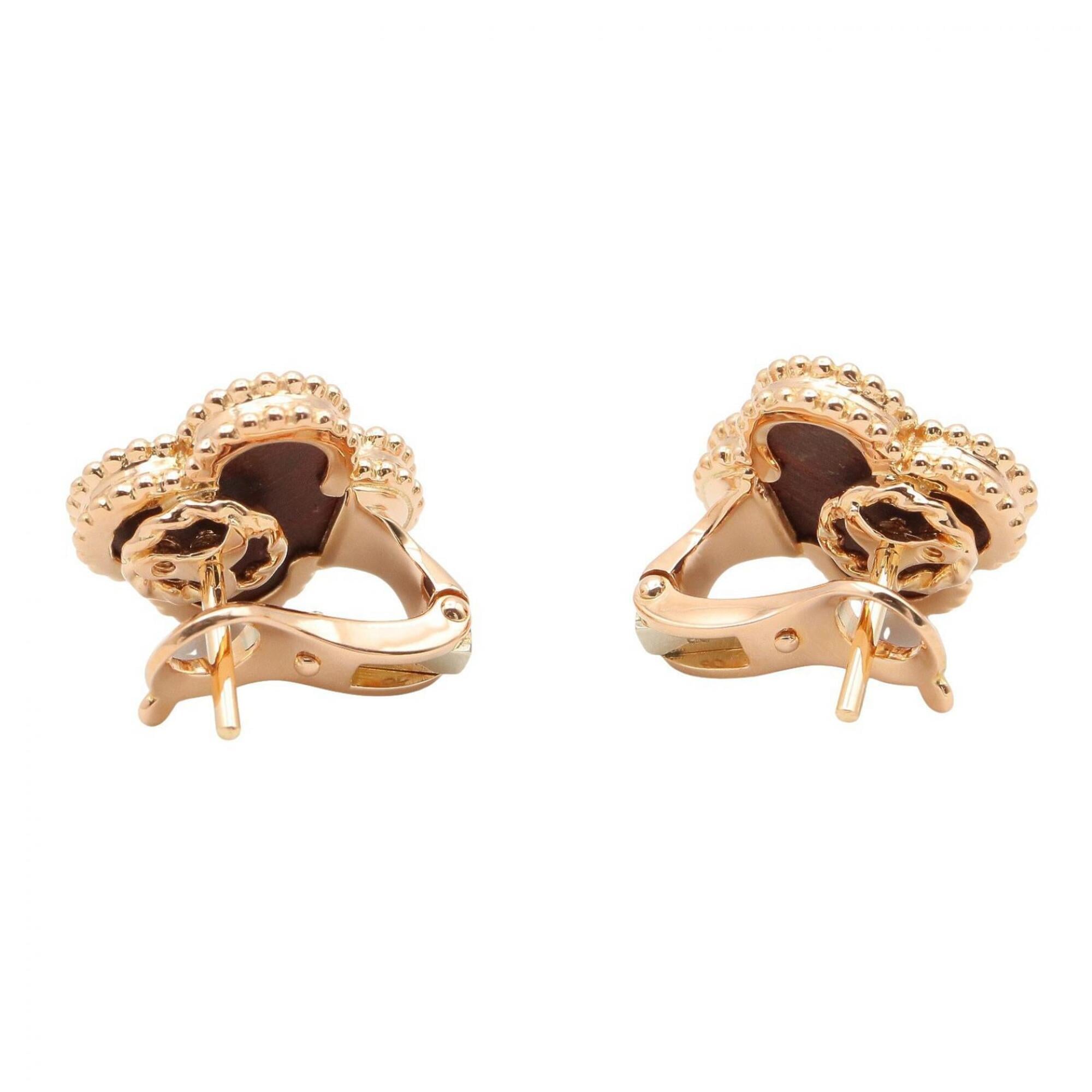 Vintage Alhambra Earrings Rose Gold and Onyx 18K Rose Gold