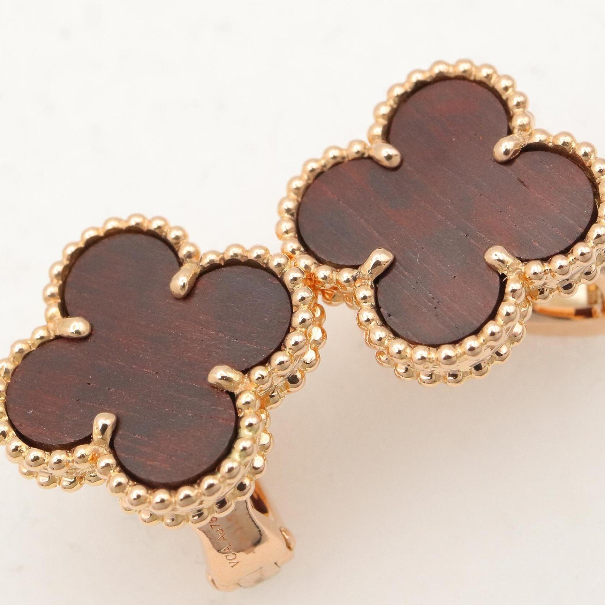 Vintage Alhambra Earrings Rose Gold and Onyx 18K Rose Gold