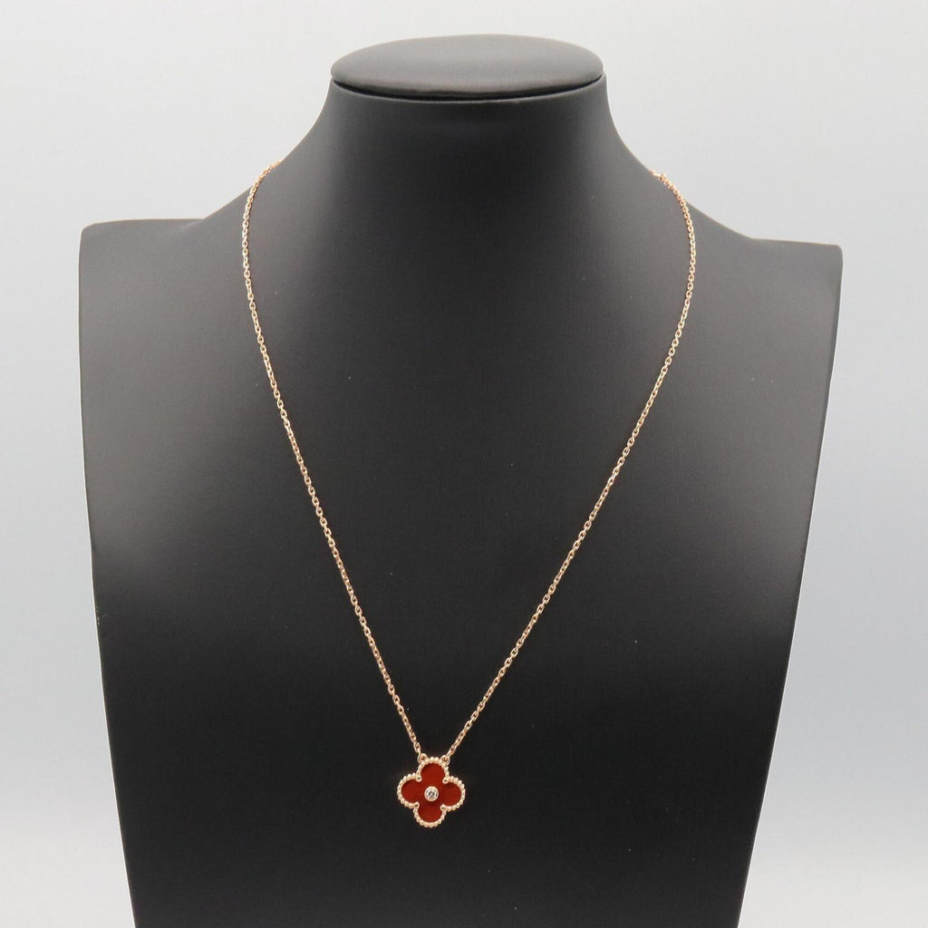Vintage Alhambra Pendant Necklace Rose Gold and Tiger's Eye