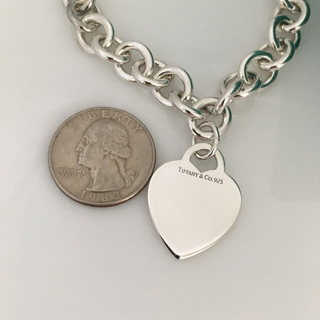 TiffanyNecklace 18" Tiffany & Co Sterling Silver Engravable Blank Heart Tag Necklace