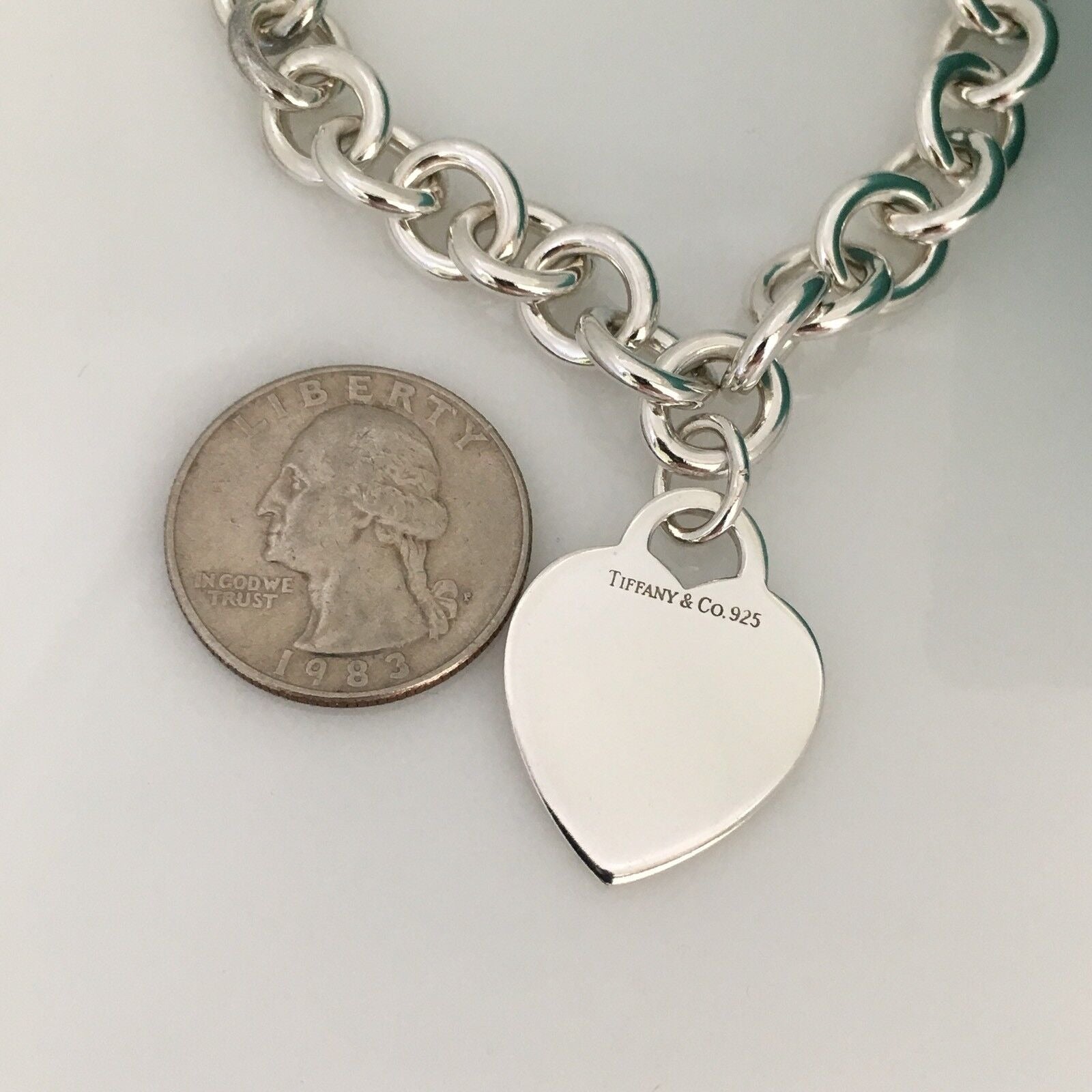 TiffanyNecklace 18" Tiffany & Co Sterling Silver Engravable Blank Heart Tag Necklace