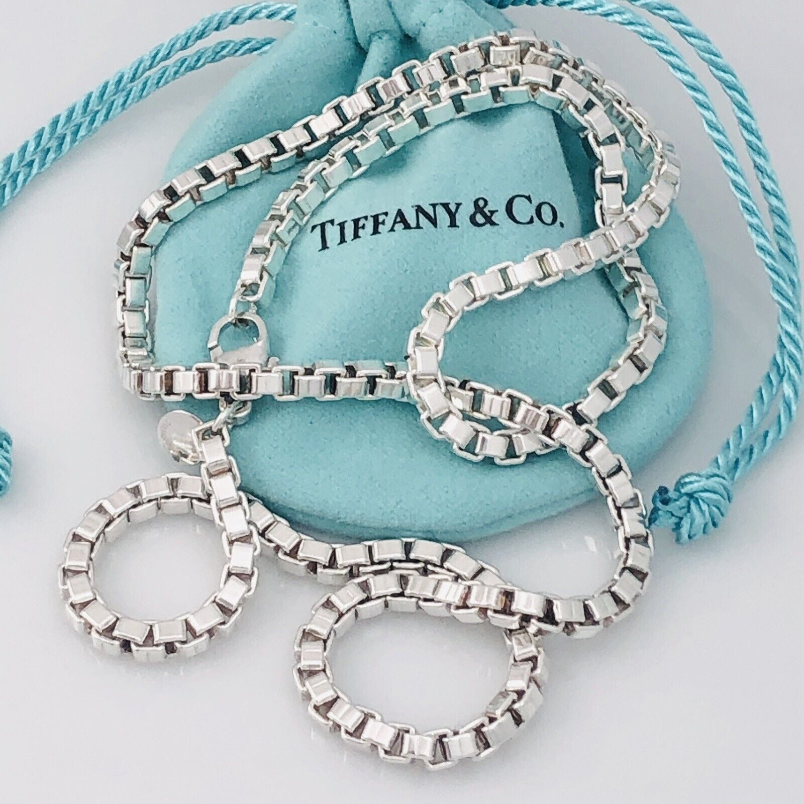 TiffanyNecklace 22” Tiffany & Co Venetian Box Link Necklace in Sterling Silver - Large Men’s Unisex
