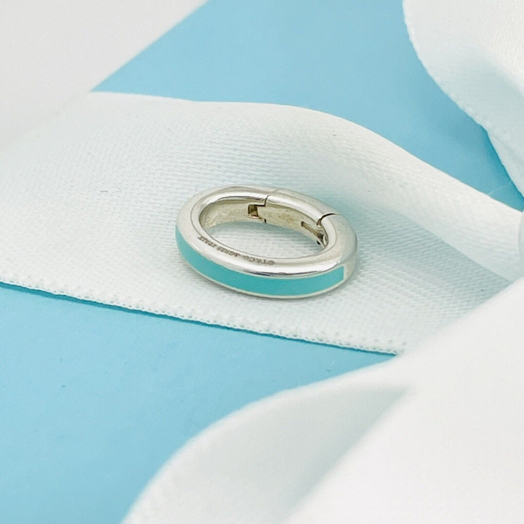 Tiffany Blue Enamel Oval Jump Ring in Sterling Silver