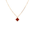 Sweet Alhambra Pendant Necklace 18K Rose Gold and Carnelian