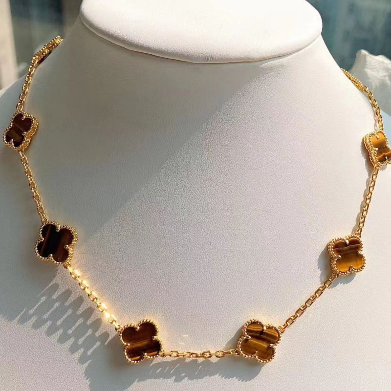 Van Cleef & Arpels High Version Clover Ten Flower Necklace Thick Plated Necklace Jewelry
