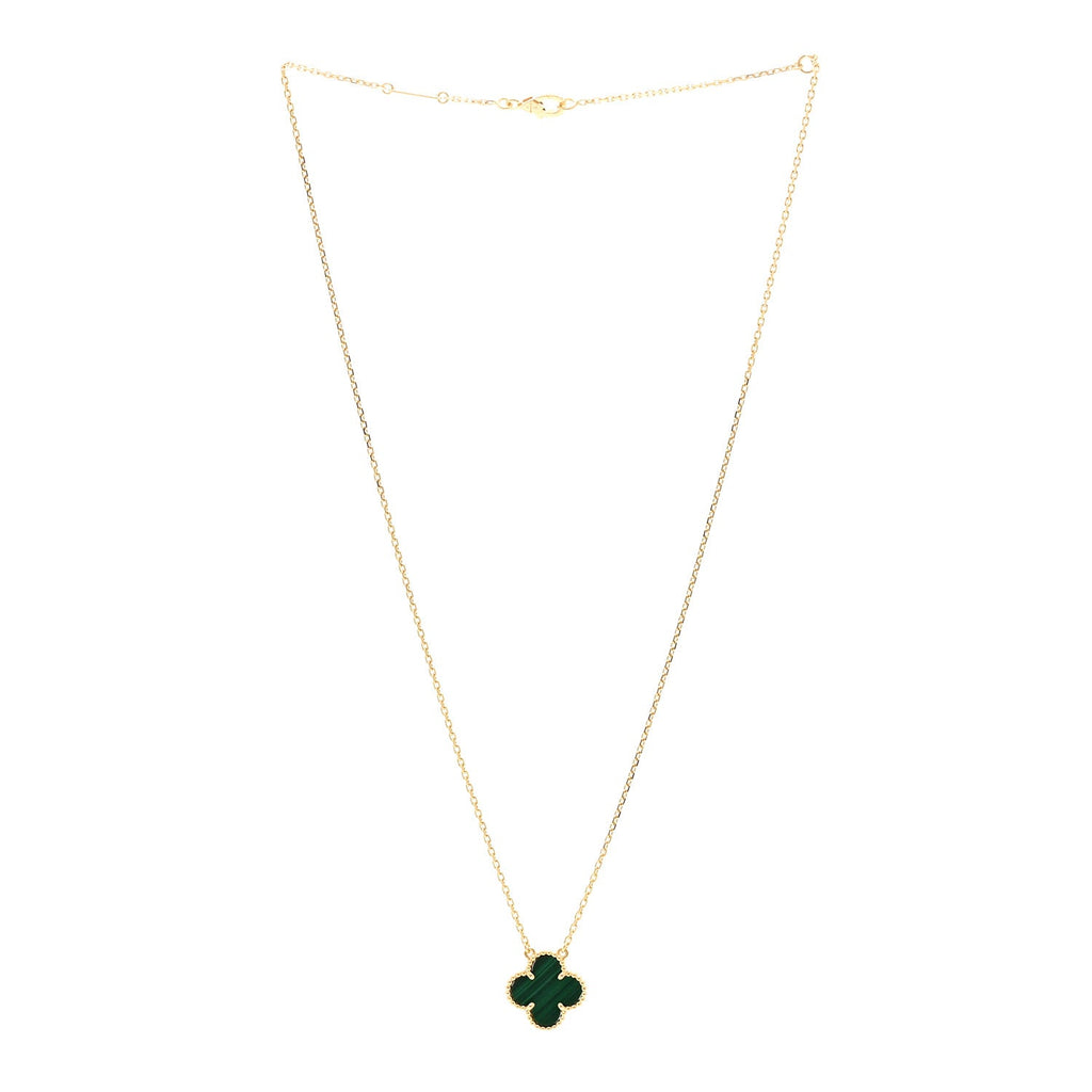 VAN CLEEF &amp; ARPELS 18K Yellow Gold Malachite Vintage Alhambra Pendant Necklace