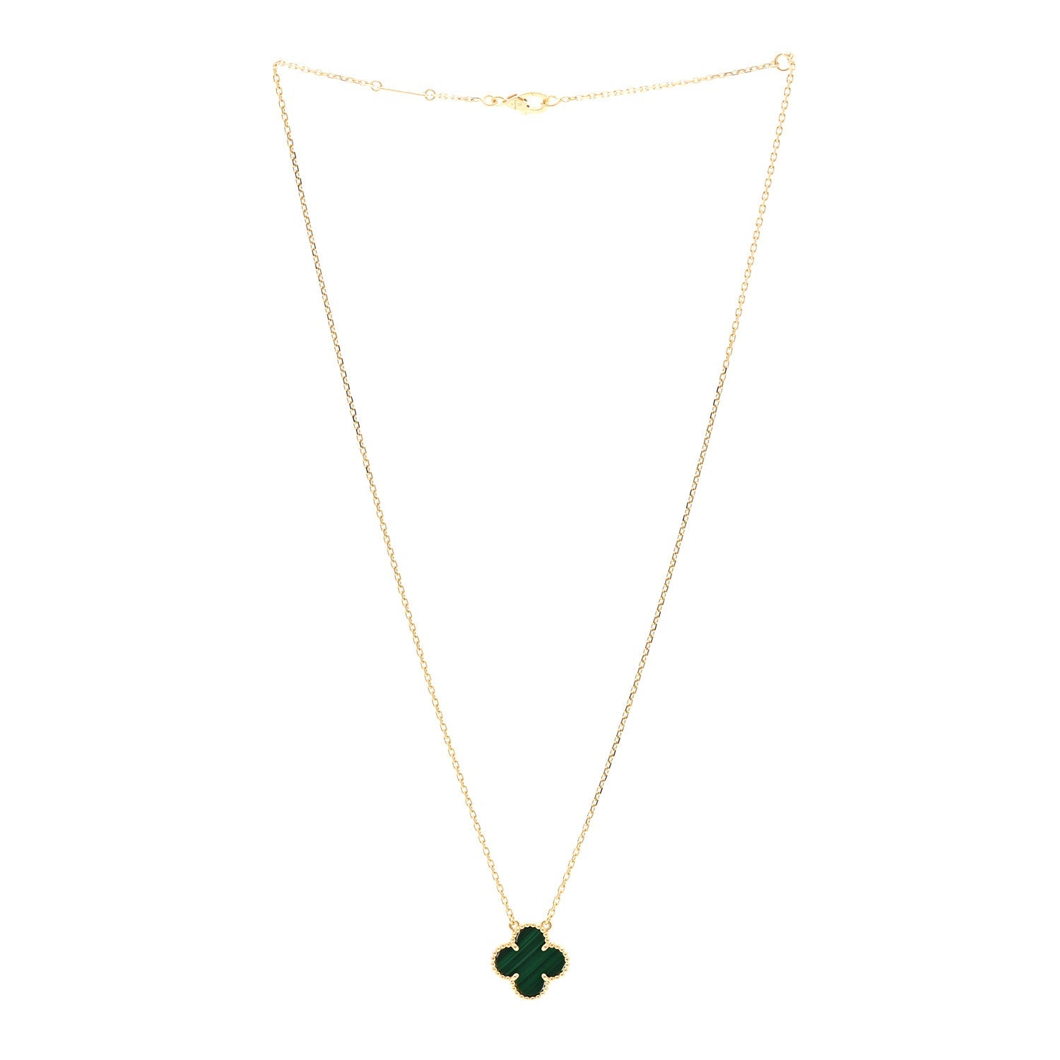 VAN CLEEF &amp; ARPELS 18K Yellow Gold Malachite Vintage Alhambra Pendant Necklace