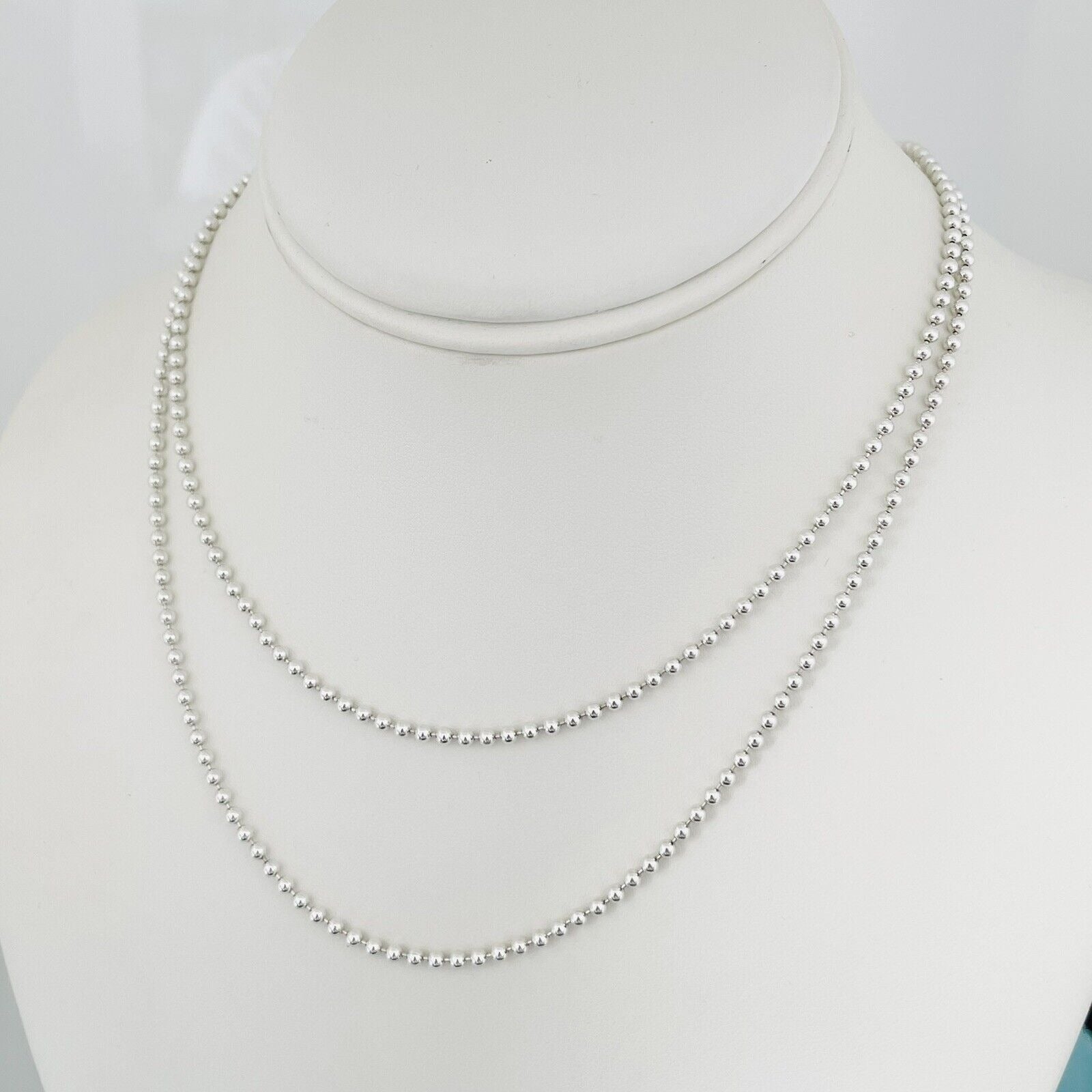 TiffanyNecklace Tiffany & Co Layered Bead Chain Necklace 34 Inches