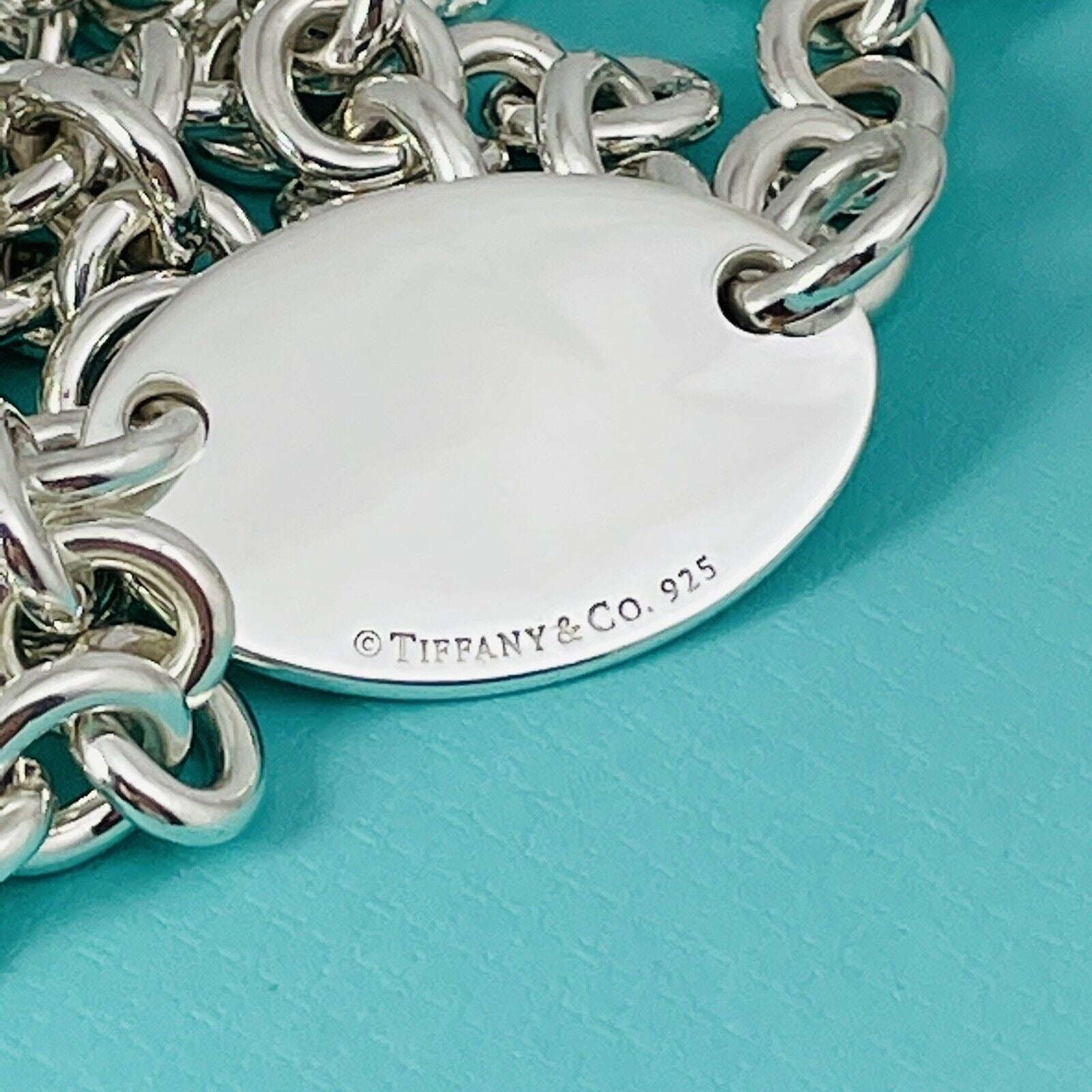 TiffanyNecklace 18" inch Return To Tiffany Oval Tag Necklace Choker Large Pendant NEW VERSION