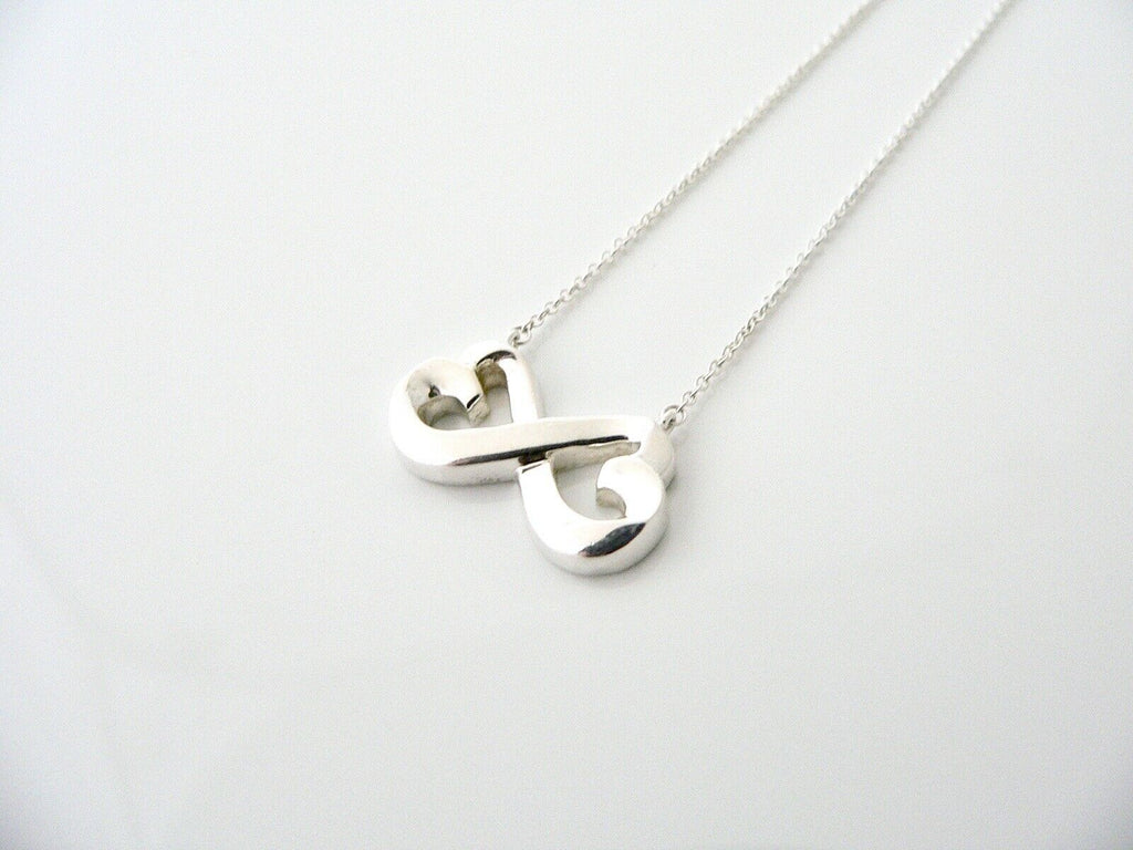 Tiffany & Co Silver Picasso Double Loving Heart Necklace 19 inch Chain Gift