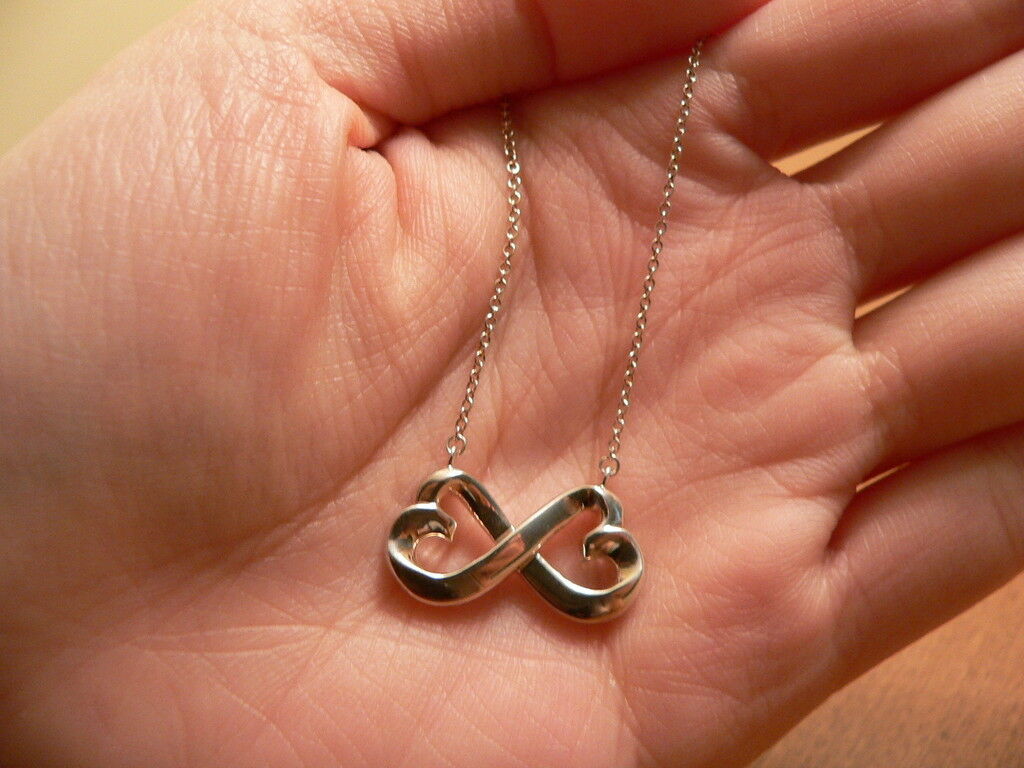 Tiffany & Co Silver Picasso Double Loving Heart Necklace 19 inch Chain Gift