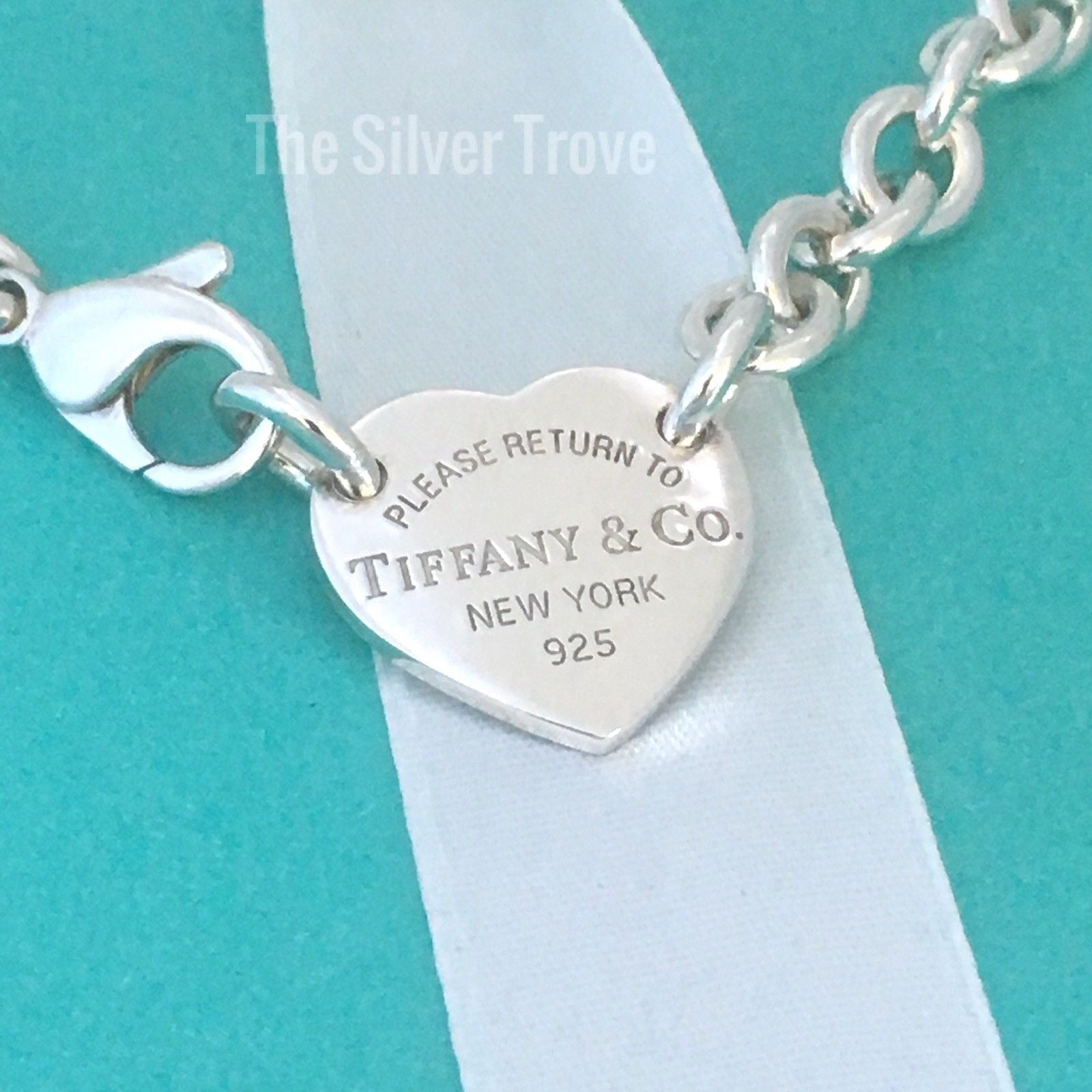 TiffanyNecklace15.5" Please Return To Tiffany & Co Center Heart Tag Silver Choker Necklace