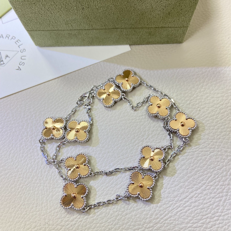 Van Cleef & Arpels Women's new product laser color separation ten flower necklace jewelry