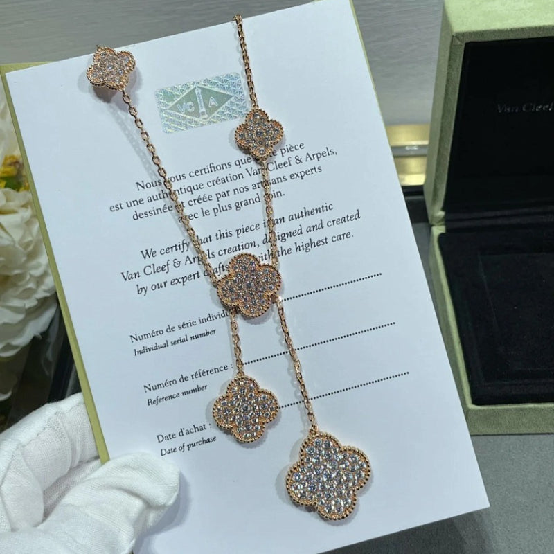 Van Cleef & Arpels  New women's full diamond six flower necklace jewelry