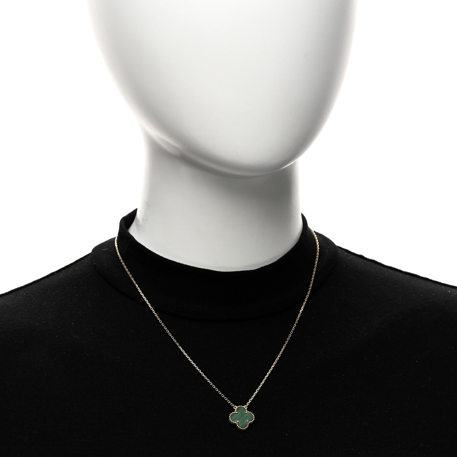 VAN CLEEF &amp; ARPELS 18K Yellow Gold Malachite Vintage Alhambra Pendant Necklace
