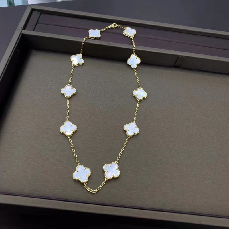 Van Cleef & Arpels High Version Clover Ten Flower Necklace Thick Plated Necklace Jewelry