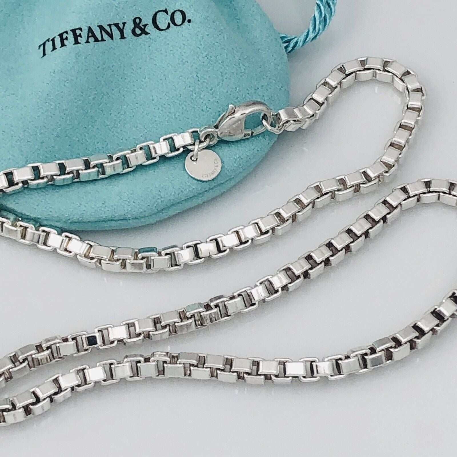 TiffanyNecklace 22” Tiffany & Co Venetian Box Link Necklace in Sterling Silver - Large Men’s Unisex