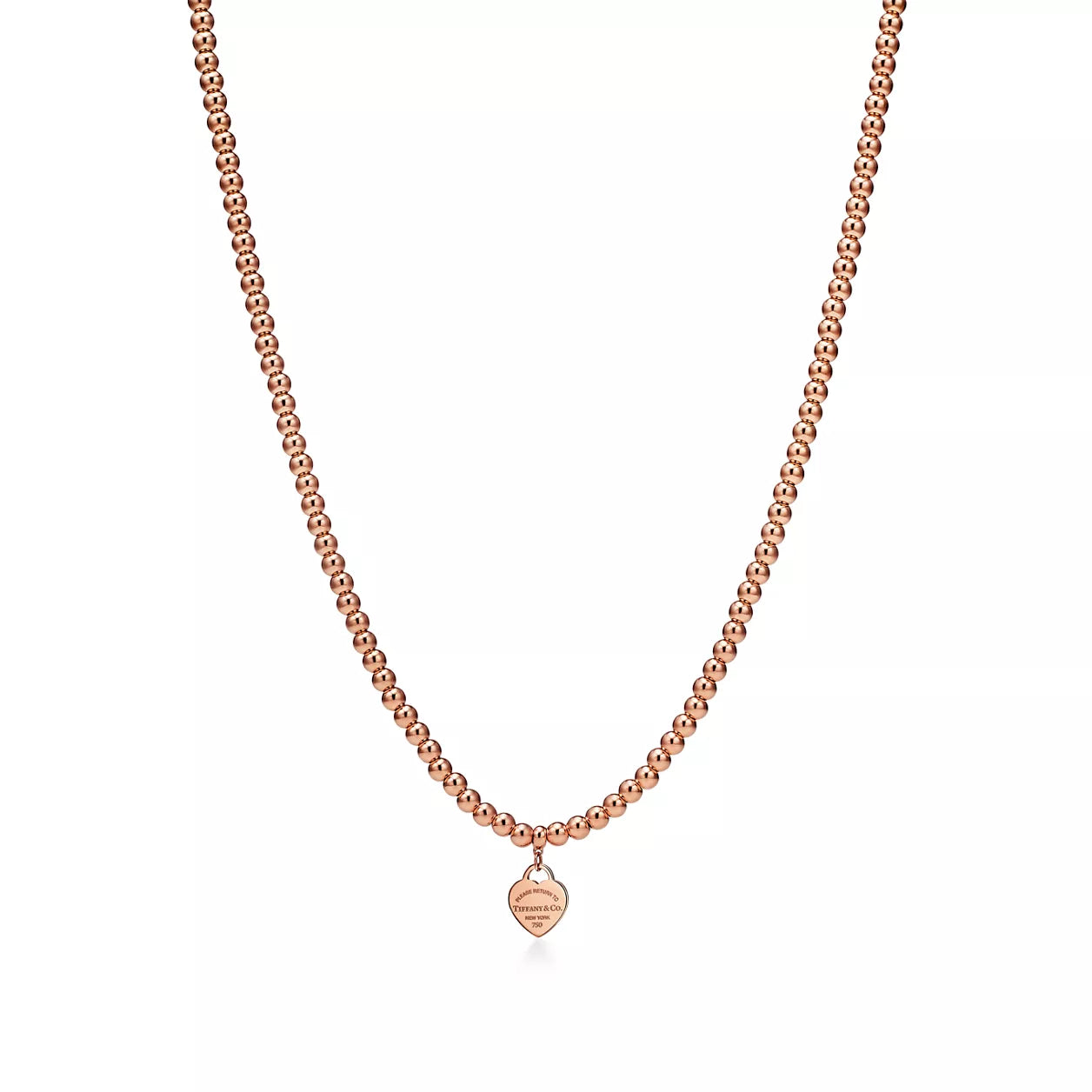 TiffanyNecklace Return to Tiffany Heart Tag Bead Necklace in Yellow Gold, Mini
