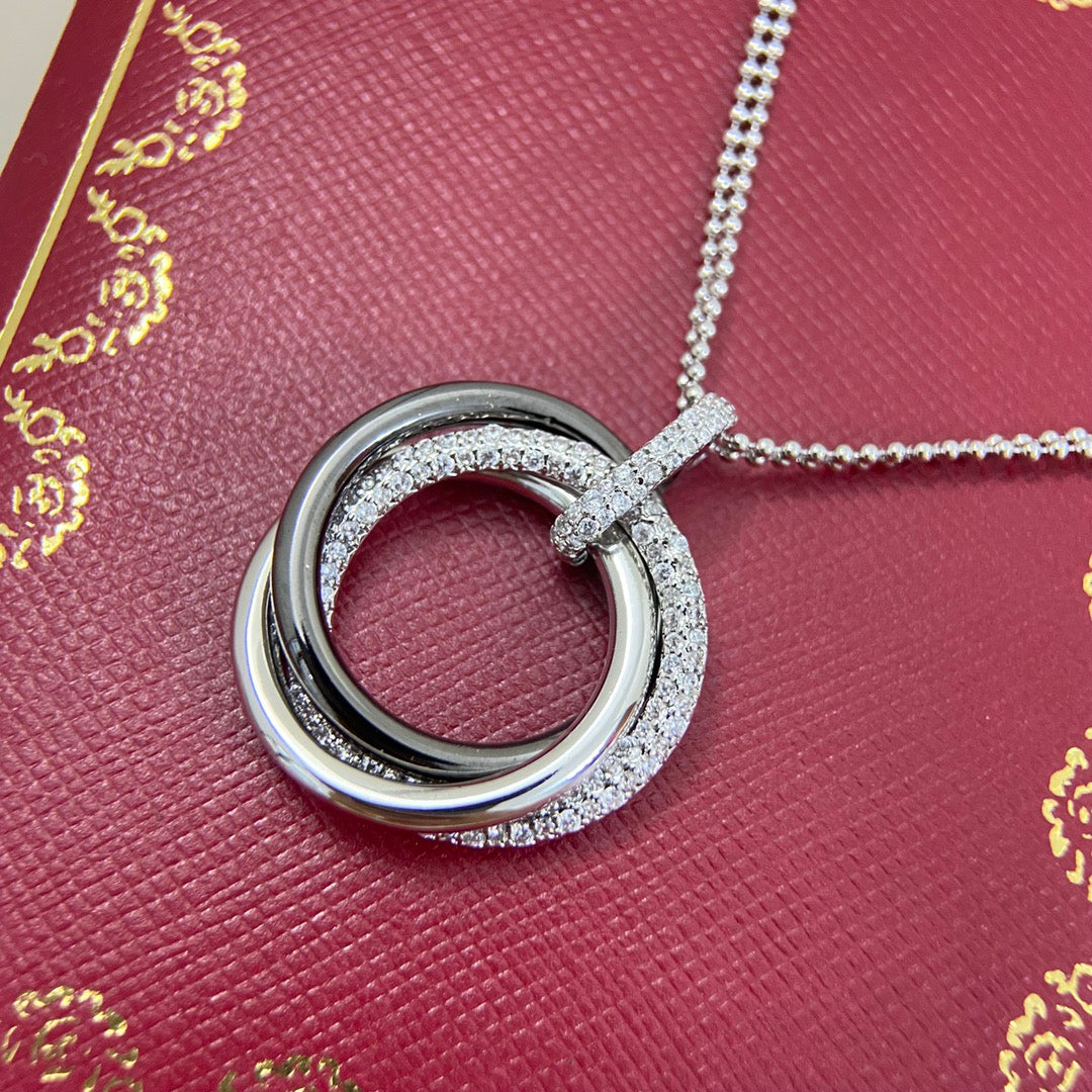 Cartier Necklace Trinity Diamond Necklace Black Silver