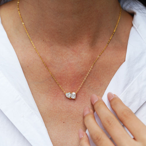 Cartier 2 Carats Sugar Cube Heart Moissanite Pendant Clavicle Chain Necklace