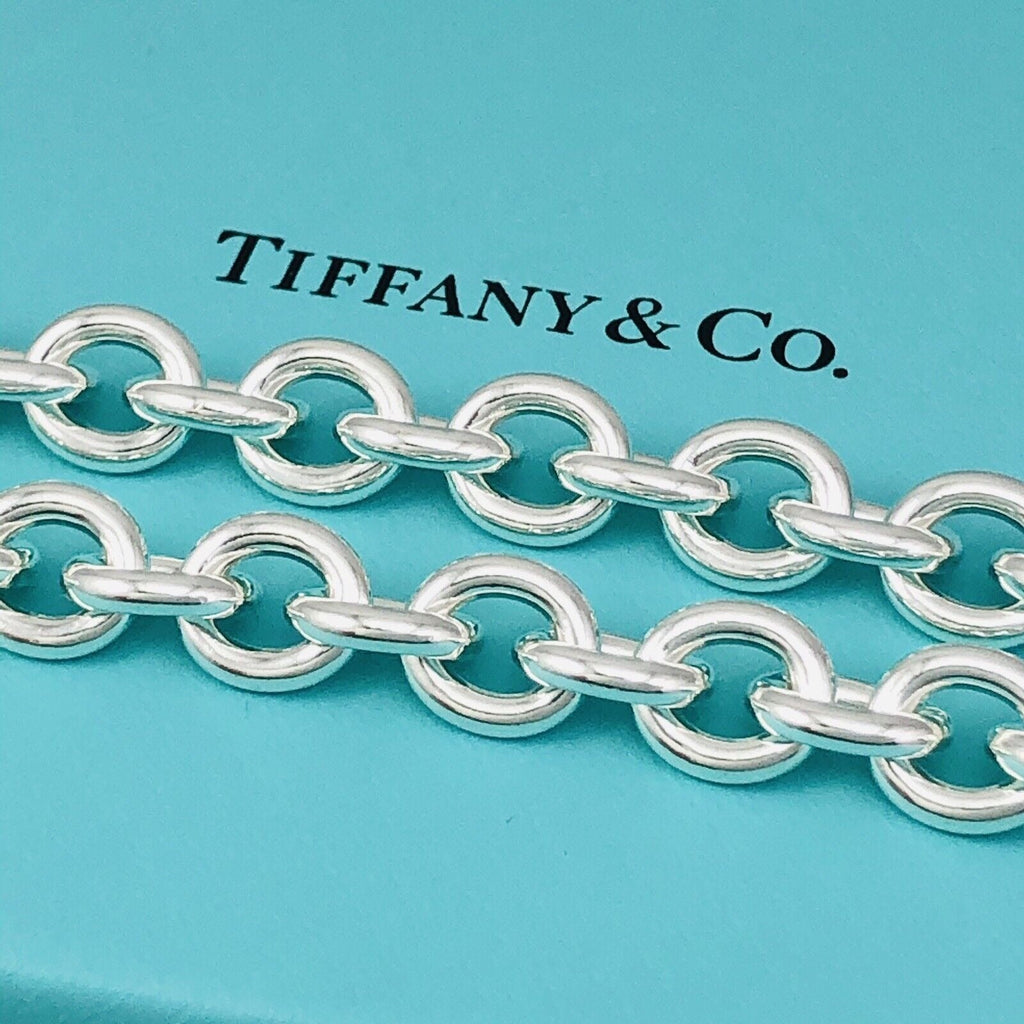 TiffanyNecklace 22" Tiffany Round Link Rolo Necklace in Silver - Mens Unisex